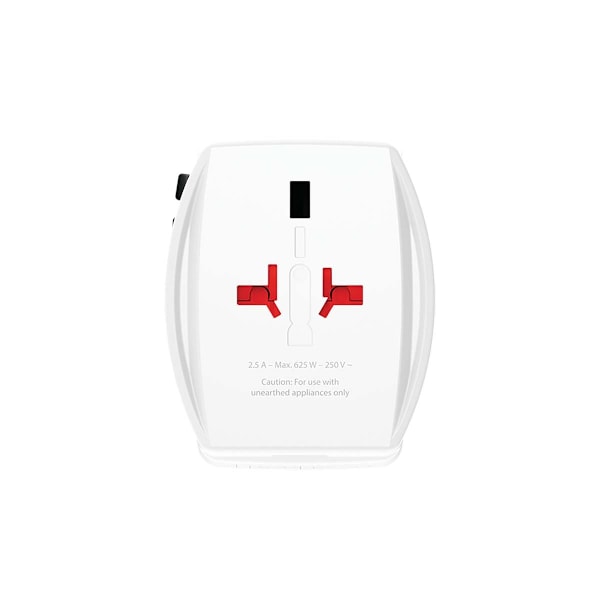 Reseadapter 2-polig världsreseadapter med integrerad Dual USB-laddare (1x USB C & 1 x USB) 45 Watts strömförsörjning