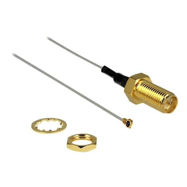 Delock - Antennikaapeli - RP-SMA (naaras) I-PEX:iin (uros) - 20 cm - koaksiaali - harmaa