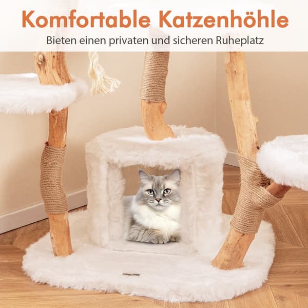 168 cm kattetræ med platforme, hule og sisalstolper