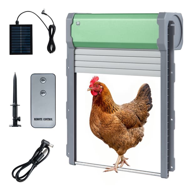 Automatisk hönshusdörr med fjärrkontroll och solenergi