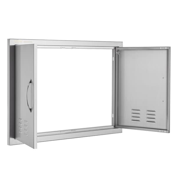 Grilldør, dobbelt 30x21 i rustfrit stål, ventileret