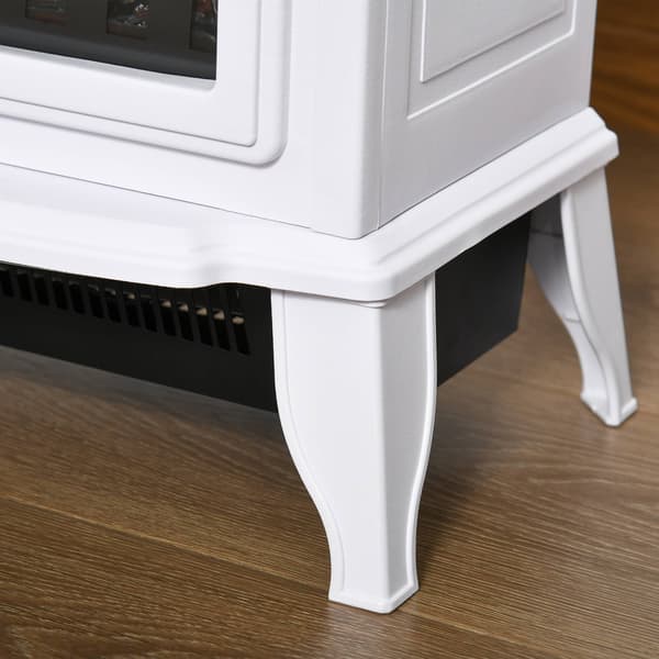 Fritstående elektrisk pejs, 2 varmetilstande, glas, hvid