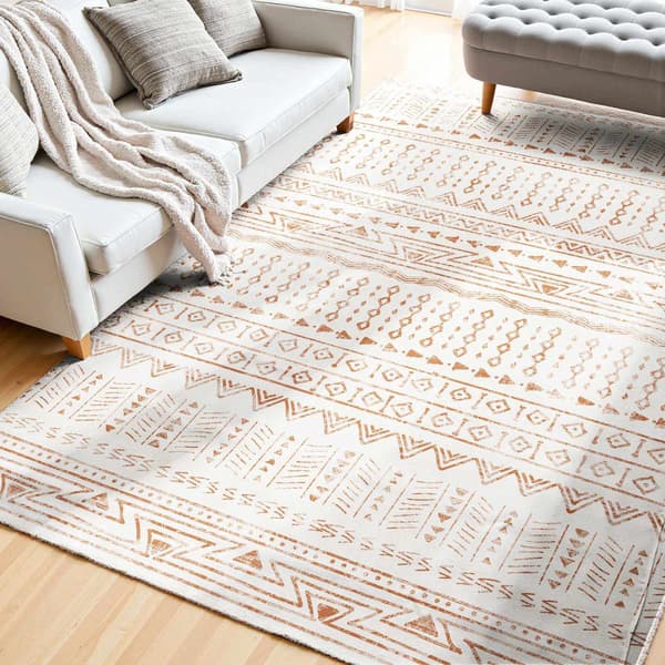 Tæppe 1,5x2,1 m, vaskbart, skridsikkert, beige