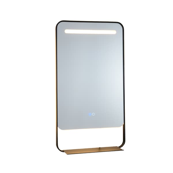 LED-badrumsspegel 80 x 60 cm, hyllplan, imfri, guldram