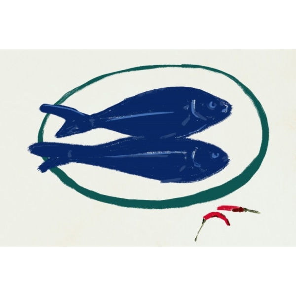 Blue Fishes Still Life - 50x70 cm