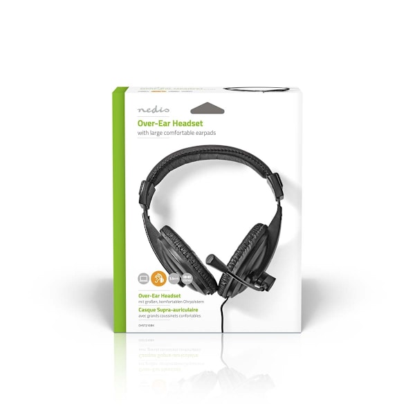 PC-headset | Over-Ear | Stereo | 1x 3.5 mm / 2x 3.5 mm | Fold-Away Mikrofon | Sort