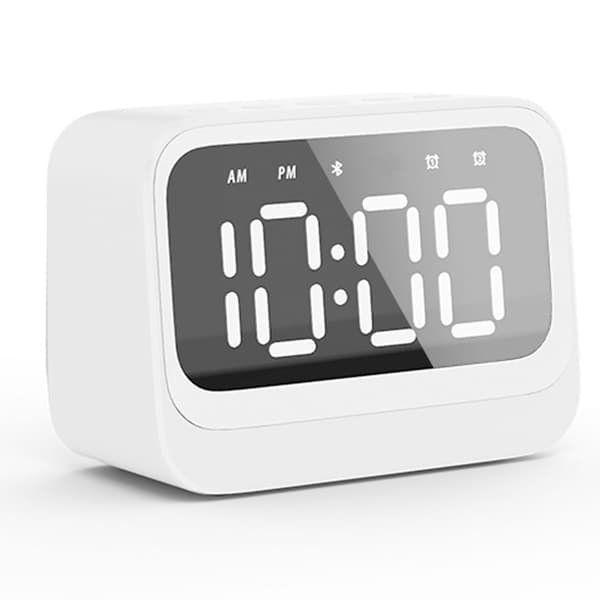 Bluetooth-väckarklocka med högtalare, dubbla alarm, vit