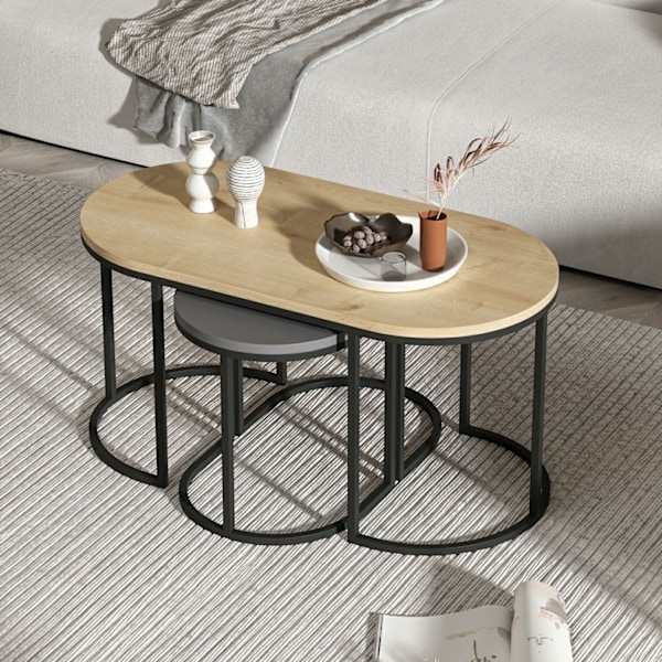 Redebord (3 stykker) Dena - antracit, eg