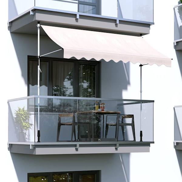 Balkong solskyddsmarkis med höjdjustering, vattentät med handvev Beige MultiGarden