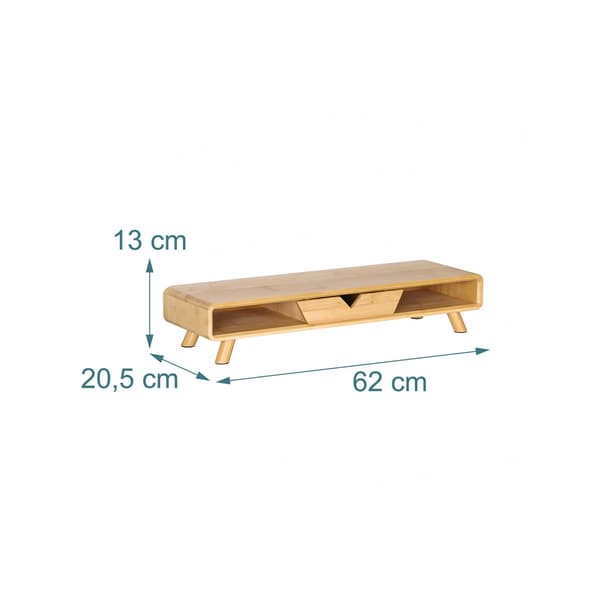 Näyttöteline laatikolla – bambu, ergonominen muotoilu