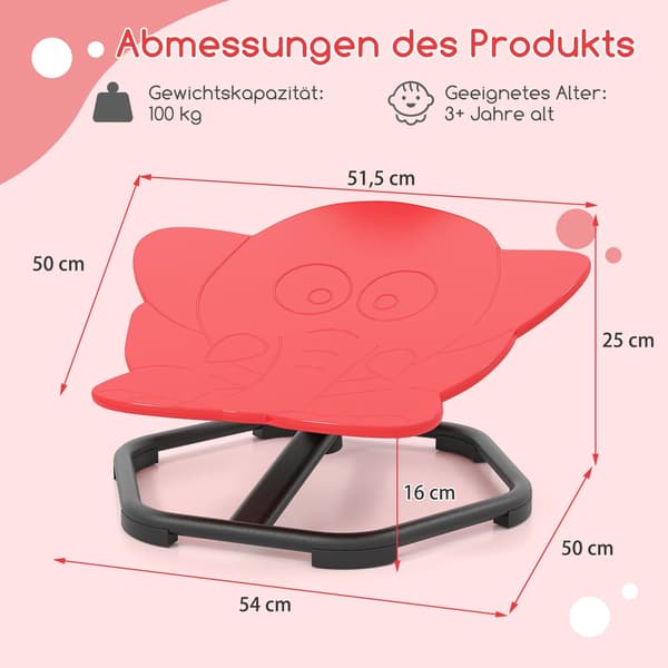 360° sensorisk drejestol til børn, rødt elefantdesign