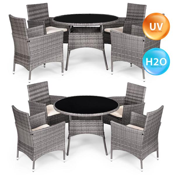 Trädgårdsmöbelset med rottingliknande finish – 4 stolar + Round Table MultiGarden