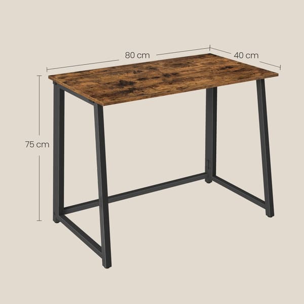 Hopfällbart datorbord i loftstil, metall, 80x40x75 cm