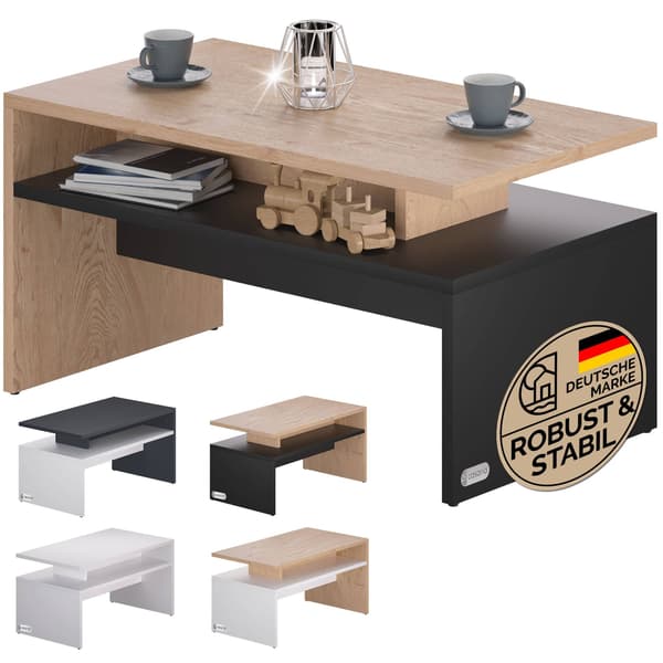 Soffbord med förvaring, trä/grått, 92x51x48cm
