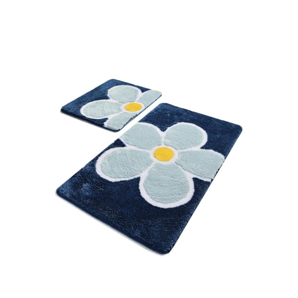 Akryl Badmatta Set (2 delar) Blomma - Blå
