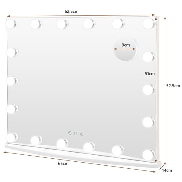 Belyst sminkspegel, 18 LED, touch, 3 lägen, 3X