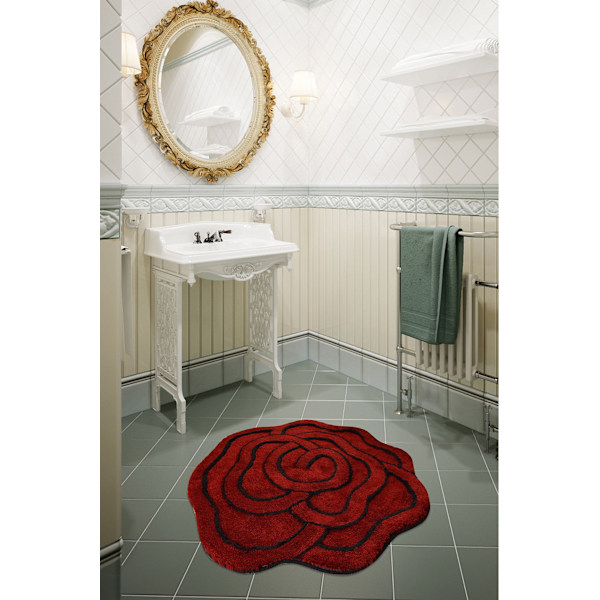 Akryylikylpymatto Big Rose - punainen