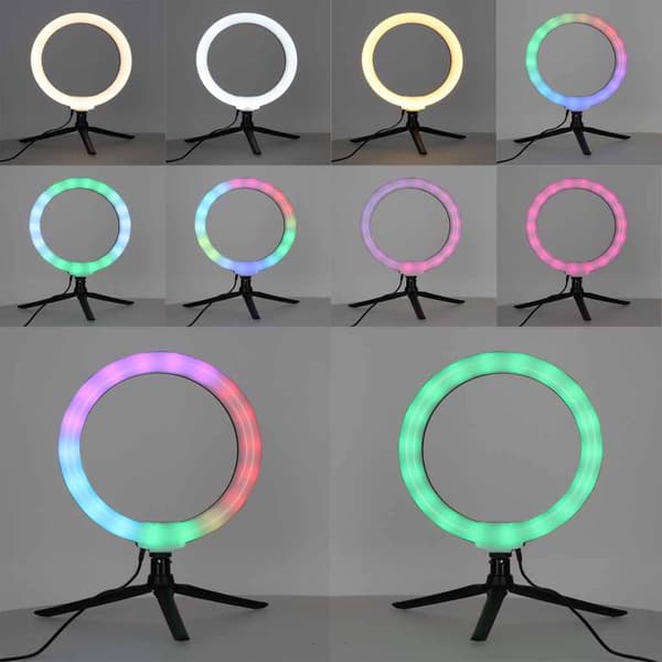 RGB LED Selfie Ringlampe med Tripod