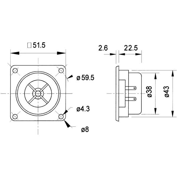 SC5 - 8 Ohm 13 mm (0,5") Magnetiskt skärmad kupoldrivenhet av po