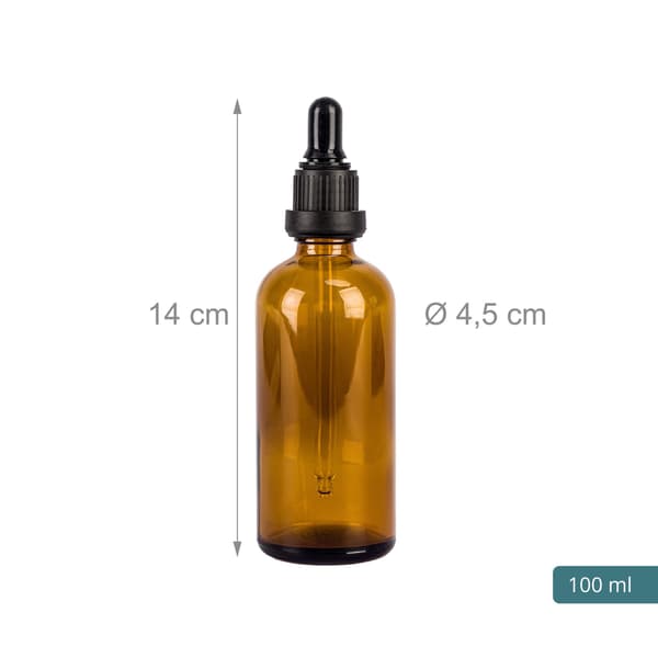 Meripihkanväriset lasipipettipullot, 100 ml, 12 pullon pakkaus