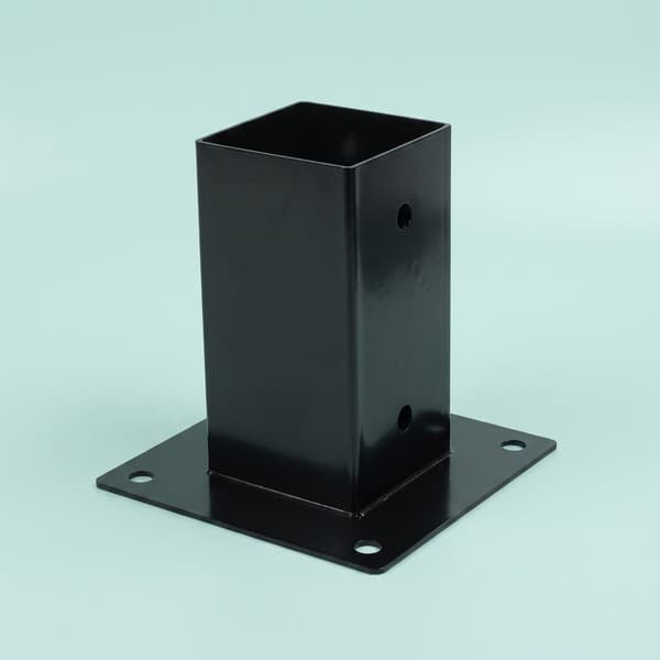 Stolpstöd i galvaniserat stål, svarta, 4-pack, 70x150 mm