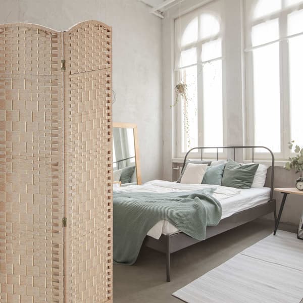 4-panel foldeskærm i naturlig farve