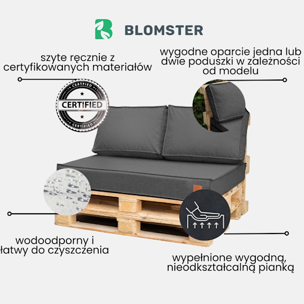 Sæt til møbler fra europaller 120x80x15 mørkegrå