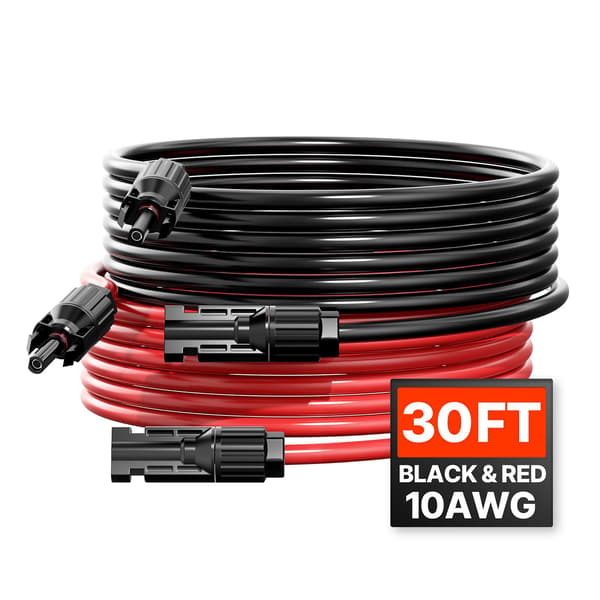 Forlængerkabelsæt til solpaneler, 10AWG 30ft MC4, 2-pak