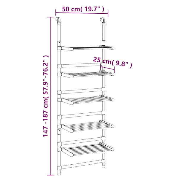 Torkställning vägg 5 nivåer aluminium