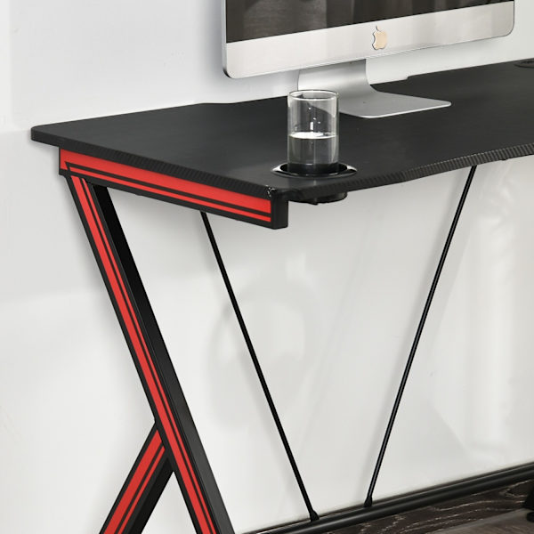 Gaming Bordskrivebord Med Hovedtelefonkrog Og Kopholder, Stål + Mdf, Sort, 105X55X75Cm