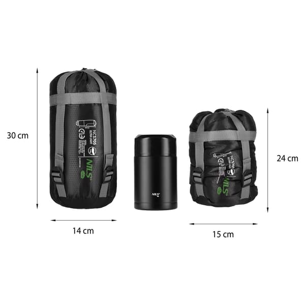 Ultralet sovepose, sort-grøn, 5-20C, 710g