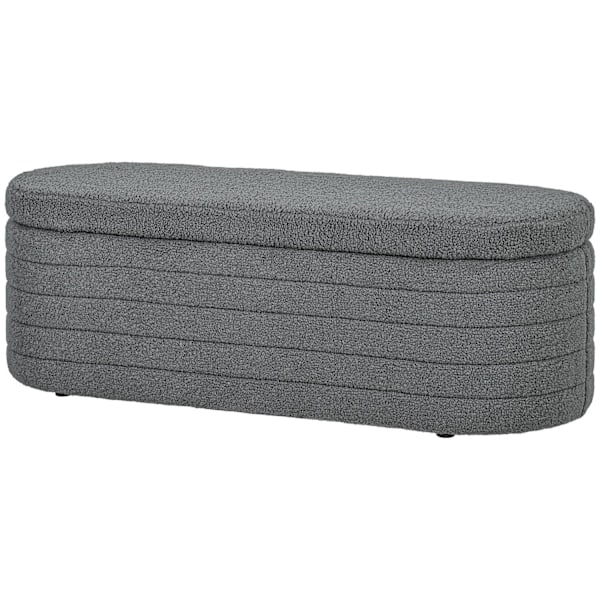 Soveværelses sengebænk, med opbevaringsplads, træben, høj stabilitet, teddy fleece, bæreevne 120 kg, 116 x 41 x 40,5 cm, lys grå