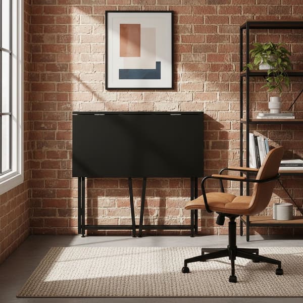 Sammenklappeligt laptopbord, 80x45 cm, sort MDF, pladsbesparende