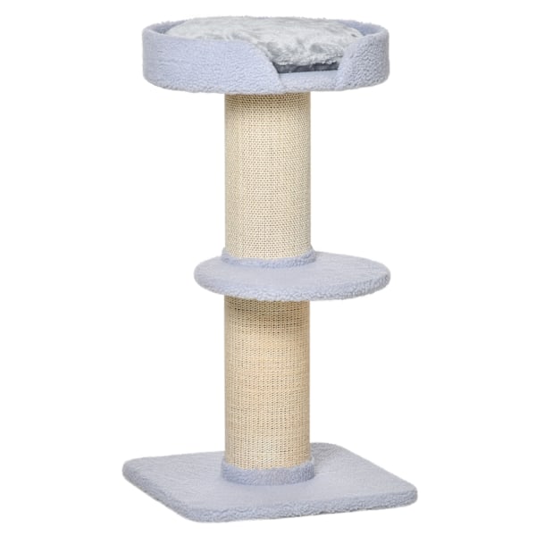 Skrapstolpe, lastkapacitet 30kg, lekträd med skrapstolpe, plattform, sisal, ljusblå, 45x45x91cm