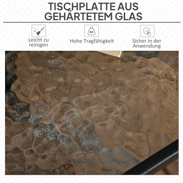Puutarhapöytä Irrotettava metallinen 76x76 cm Säänkestävä Neliömäinen Parvekepöytä Sateenvarjoreiällä, Liukumaton Buffet-pöytä Leirintäpöytä Patiopöyt