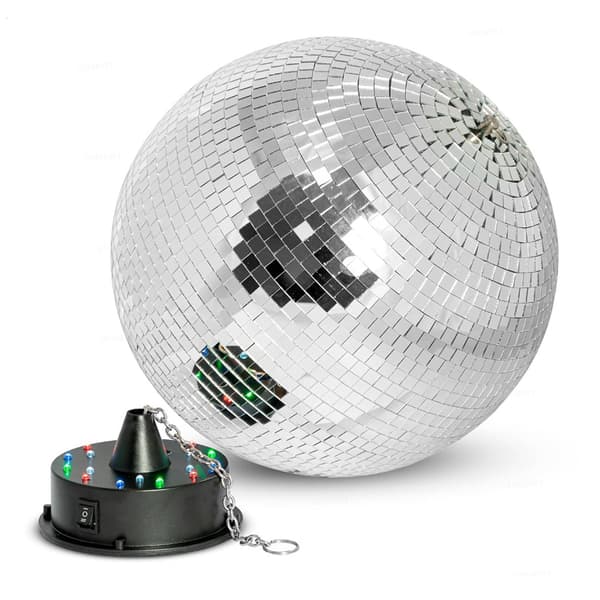 40 cm diskopallo moottorilla ja monivärisillä LED-valoilla
