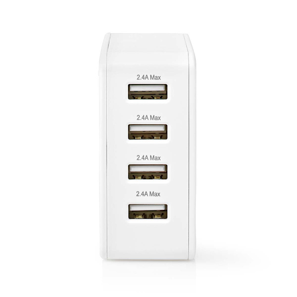 Väggladdare | 24 W | Snabbladdnings funktion | 4x 2.4 A | Antal utgångar: 4 | 4x USB-A | Utan kabel | Single Voltage Output