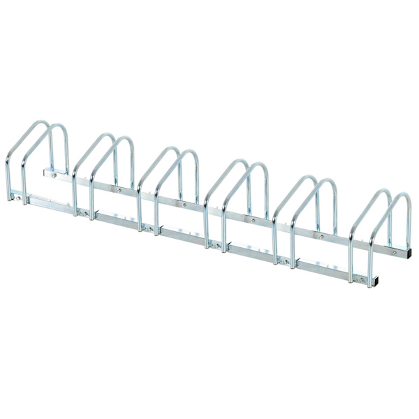 Cykelställ För Upp Till 6 Cyklar Väderbeständig, Hållbar, Golv- Och Väggmontering, Stål, Silver, 179X33X27Cm