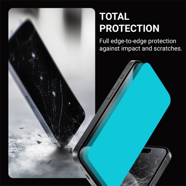 Crong Anti-Bacterial 3D Armor Glass - 9H helskärmshärdat glas för iPhone 15 Pro + installationsram