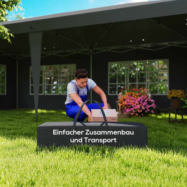 Pop-up vandtæt pavillon 3x6m med UV-beskyttelse, sort