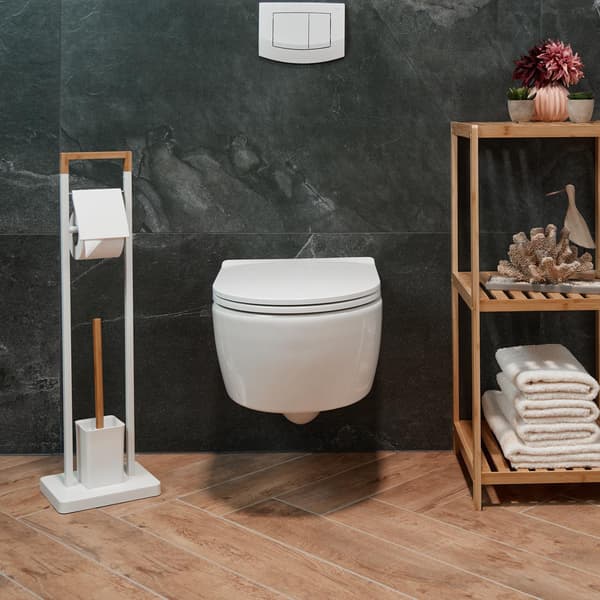 Toiletstol i bambus og rustfrit stål