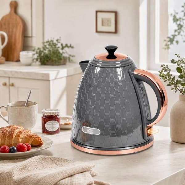 Vattenkokare, 2200W, 1,7L, Grå, Snabbkokning, Filter