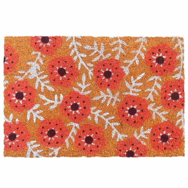 Dørmåtte i kokosfiber, botanisk design, 60x40 cm