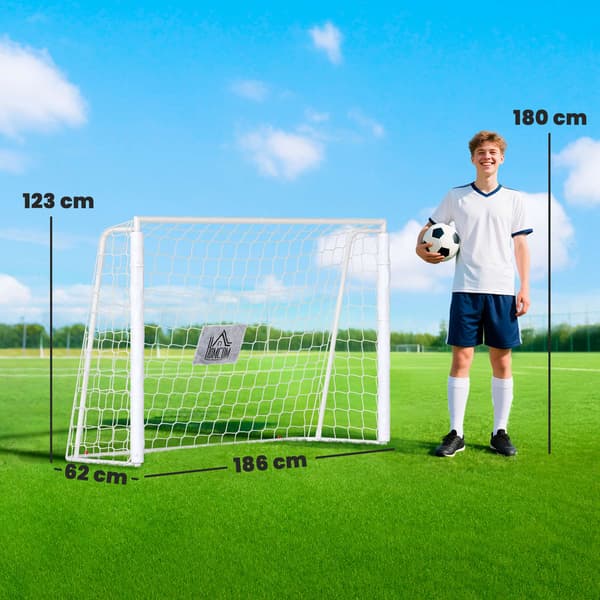 Børnefodboldmål, stødabsorberende, 186x123cm, hvid