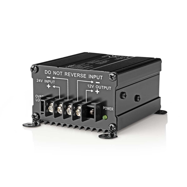 Power Converter | Bil Drevet | 24 V DC | 12 V DC | 120 W | Screw Terminal | Udstyret med en sikring | Sort