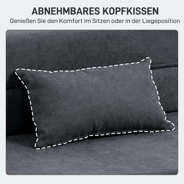 Bäddbar bäddsoffa – skum, mörkgrå, med kudde