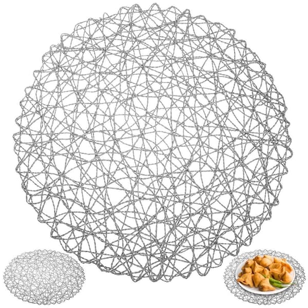 Grå rund dækkeserviet i papir, 35 cm diameter