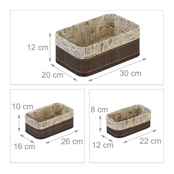 Bambu säilytyskori - 3 kpl sarja