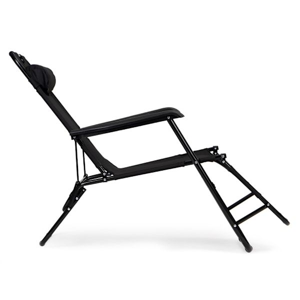 Havestol med nakkestøtte, foldbart design, sort