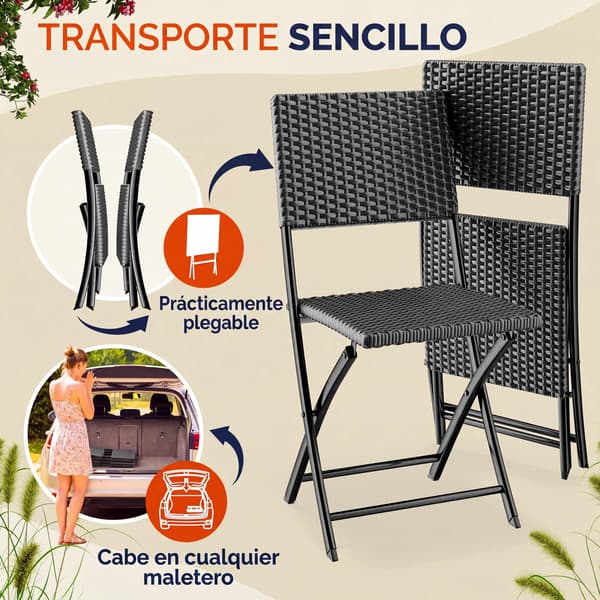 Polyrattan klapstole sæt med 2, antracit